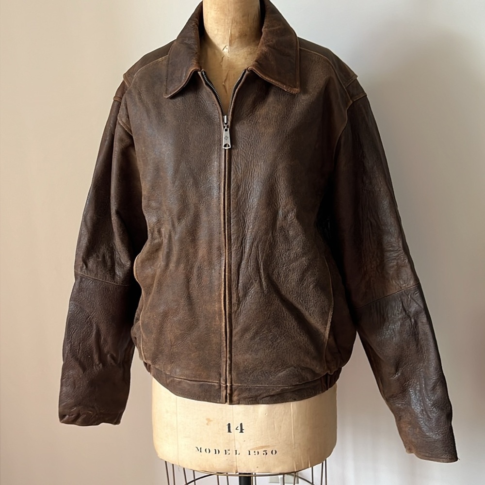 Vintage Leather Aviator Bomber Jacket